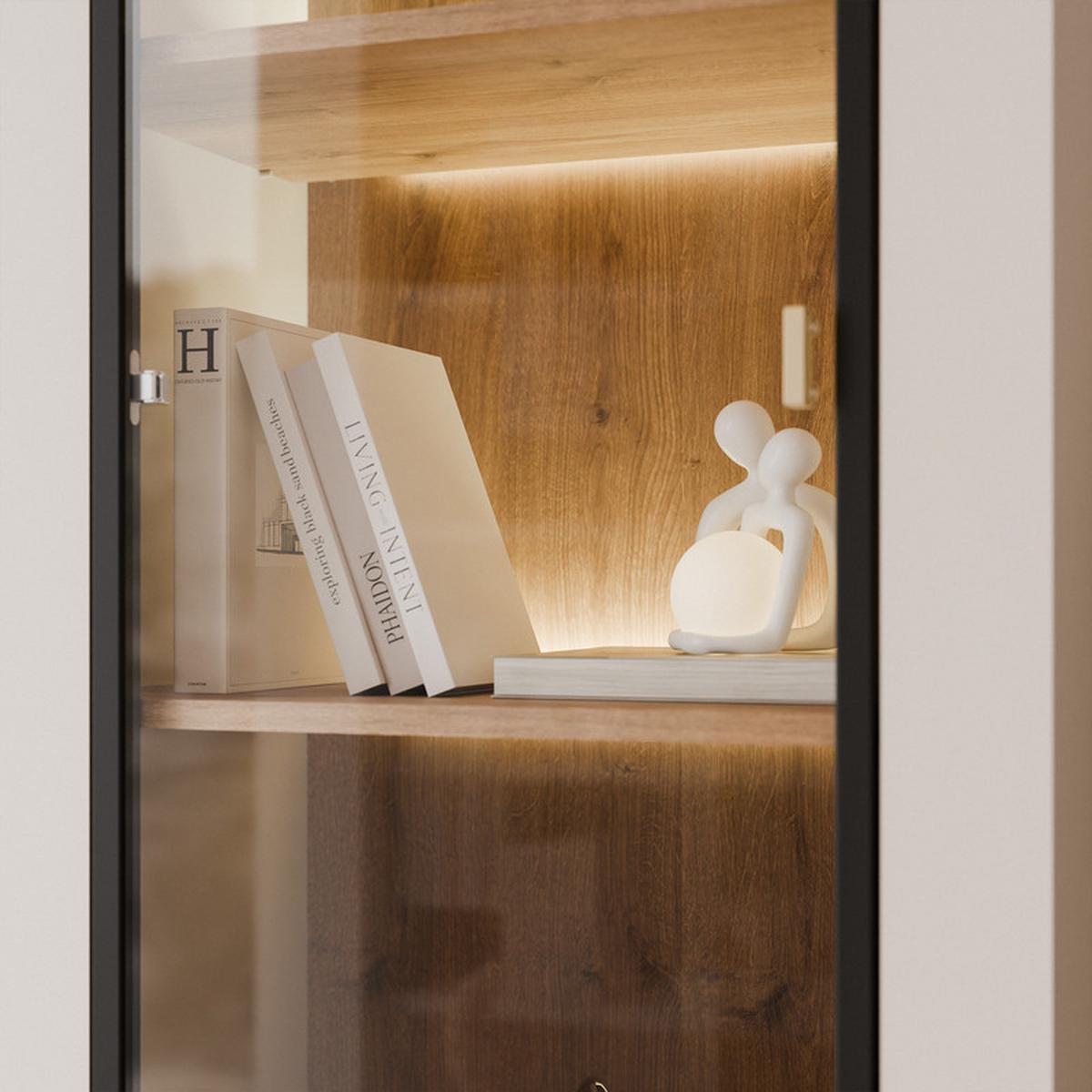 VITRINE AVENA Glastüren, 60/40/194 cm Kaschmir / Eiche - Kaschmir, Holzwerkstoff/Kunststoff (60/194/40cm) - Idohome