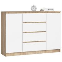 KOMMODE Eiche Sonoma, Weiß 99/138/40 - Weiß, Holzwerkstoff (138/99/40cm) - RAUMHIRSCH FURNITURE