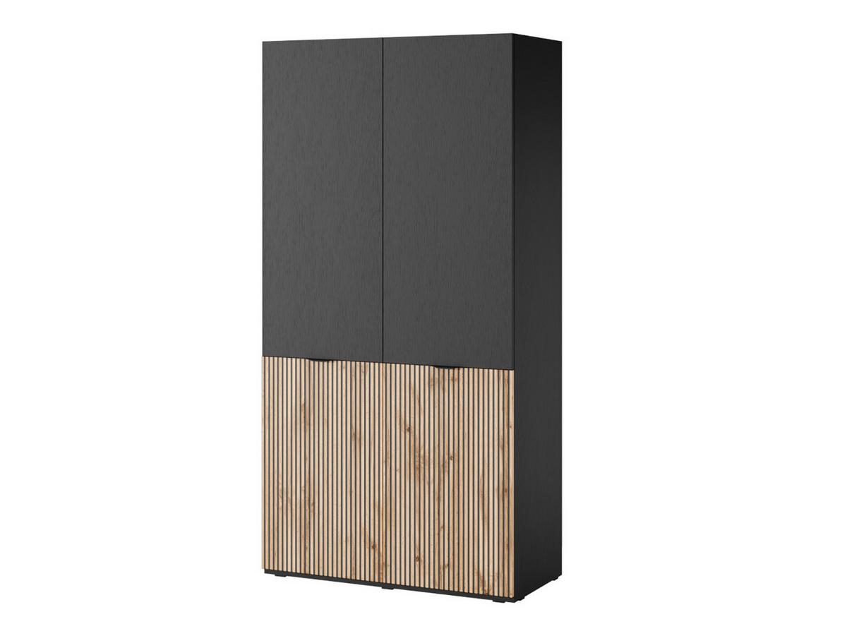 DREHTÜRENSCHRANK ATELIO 202/200/51 cm Modern Kleiderschrank 4-türig Schwarz - Schwarz, Holzwerkstoff (202/200/51cm) - MASSENO