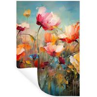 WANDTATTOO Blumen - Aquarell - Kunst - Botanisch - Natur Wandbild 40x60 cm - Orange, Kunststoff (40/60/0.1cm) - MuchoWow