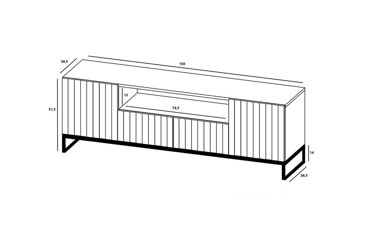 TV-SCHRANK Elpis2 Marineblau Matt mit Metallrahmen 150 cm - Blau/Kupferfarben, Holzwerkstoff/Metall (150/51.5/36.5cm) - Meble Lindner