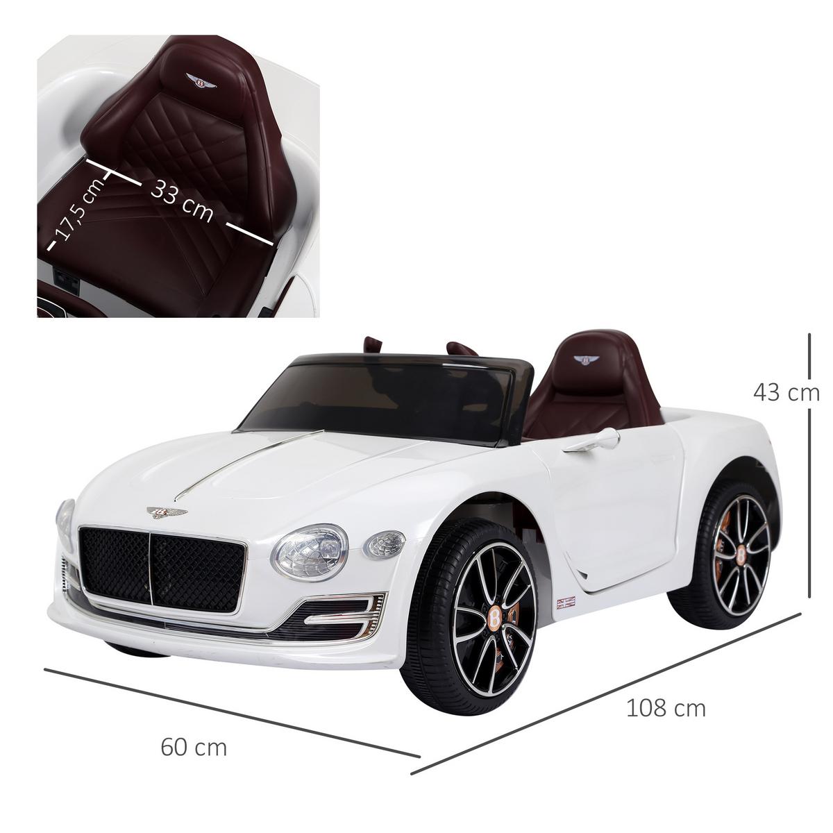 KINDER ELEKTROAUTO, Weiß, Metall+ Kunststoff - Weiß, Metall (33/17.5/24cm) - HOMCOM