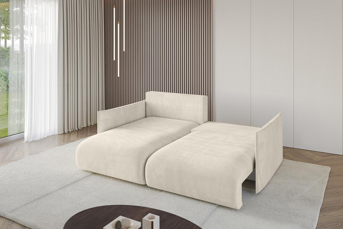 ECKSOFA Ottomane links ONESK-L 216x177x72 Ecru Velours - Ecru, Holzwerkstoff/Kunststoff (216/177cm) - ALTDECOR