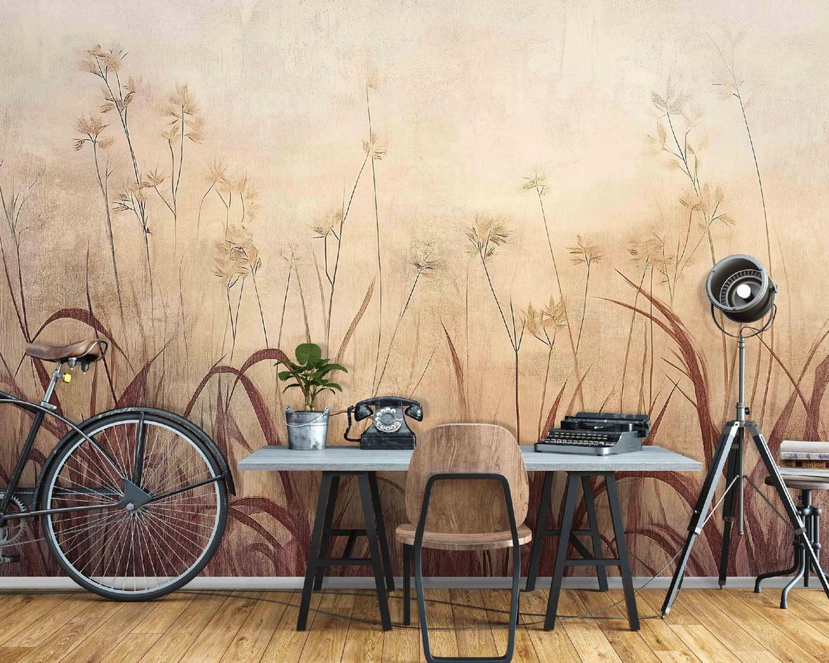 FOTOTAPETE Gras Boho Wohnzimmer 250x175 - Multicolor, Papier (250/175cm) - Wallarena