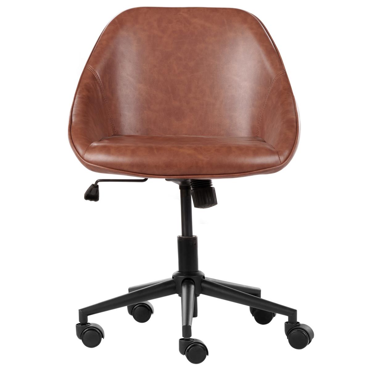 SCHREIBTISCHSTUHL Kunstleder Braun Bardsdale - Braun, Kunststoff (60/77/60cm) - Beliani
