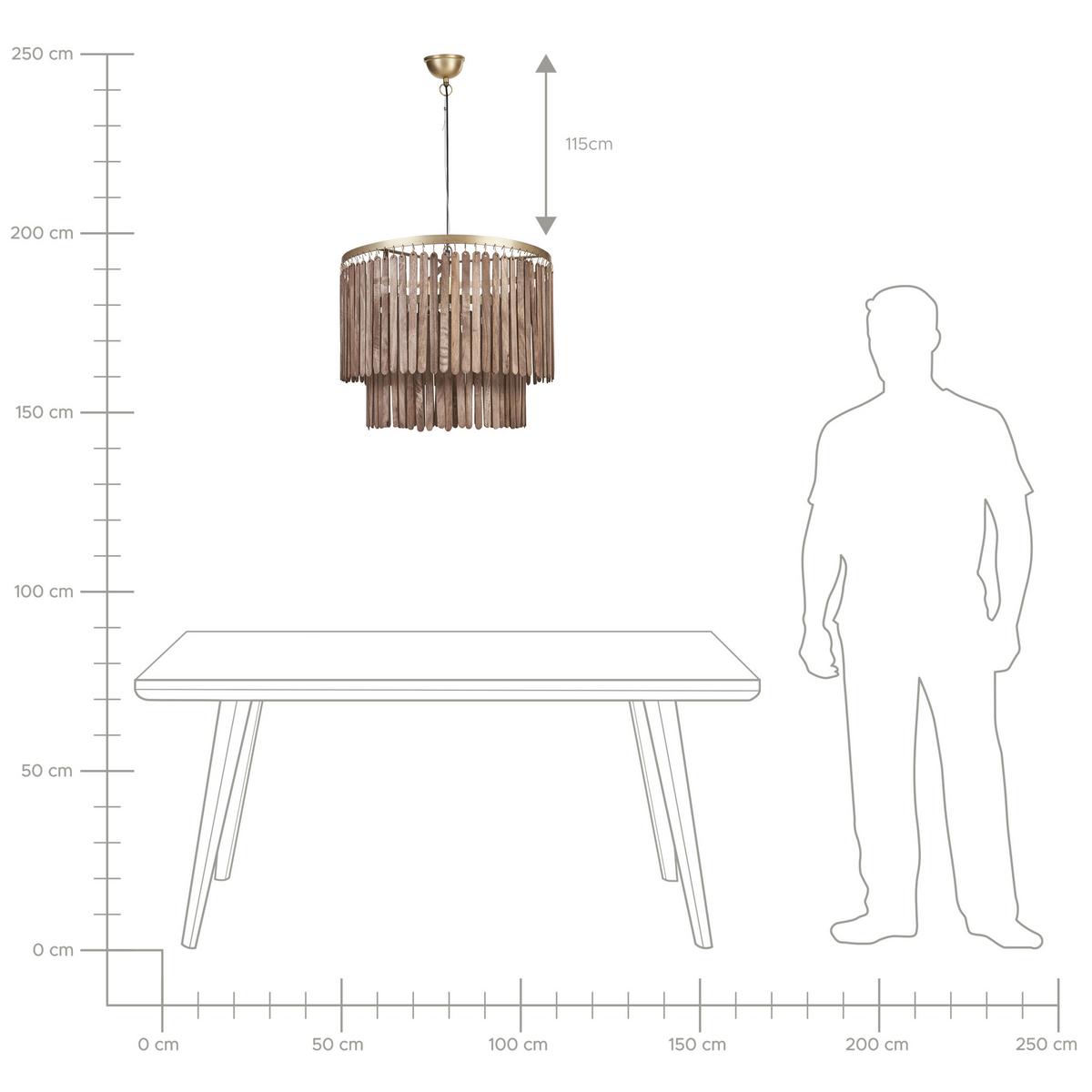 HÄNGELEUCHTE Kaveri 60/60/146 cm - Dunkelbraun, Holz (60/60/146cm) - Beliani