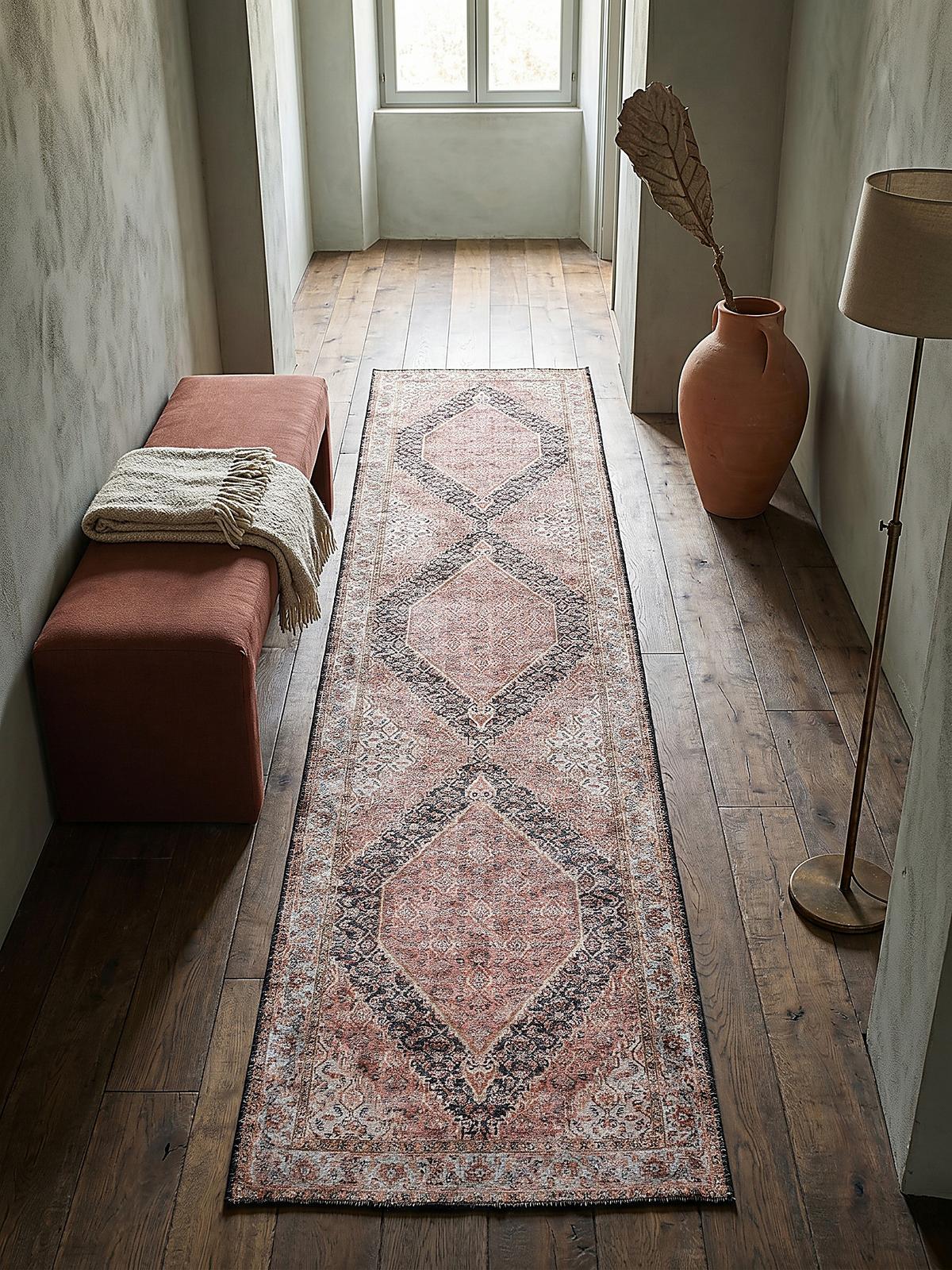 TEPPICH Waschbar HURST, orientalisch mit Medaillon, Rosa, 60 x 230 cm - Rosa, Textil (230/60cm) - KADIMA DESIGN
