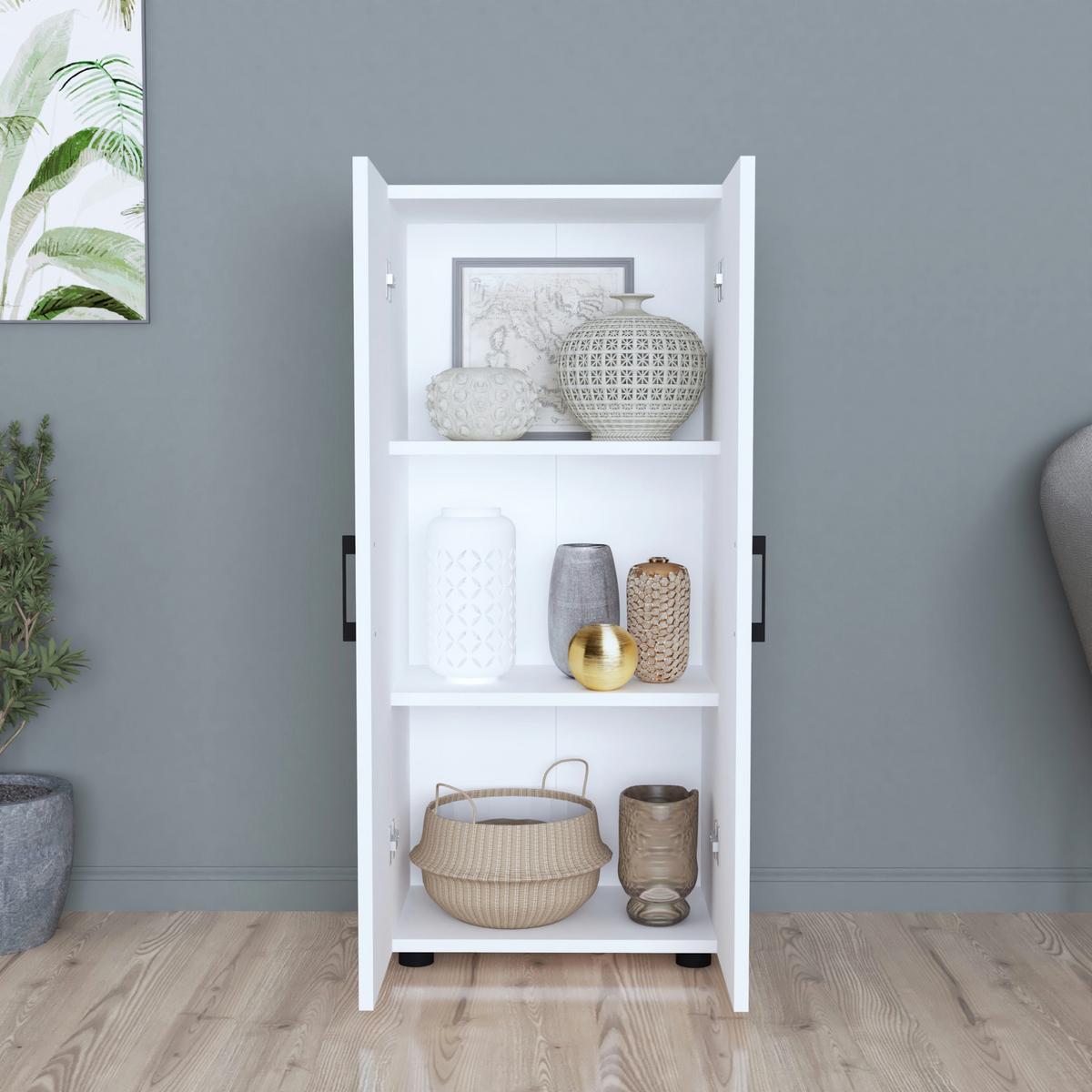MEHRZWECKSCHRANK Åsnes - Weiß, Holzwerkstoff (49/108/32cm) - [en.casa]