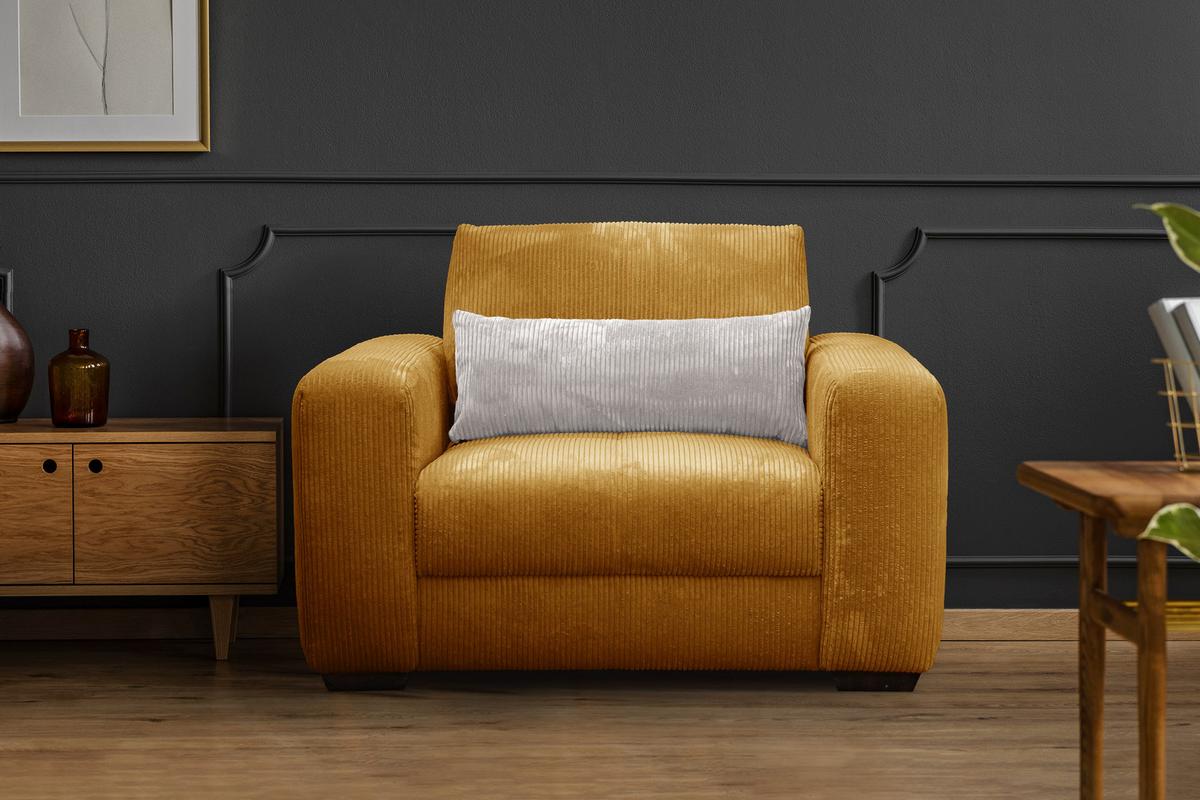 SESSEL OLI in Cordstoff safran - Gelb, Holz/Textil (130/91/108cm) - Wozimo