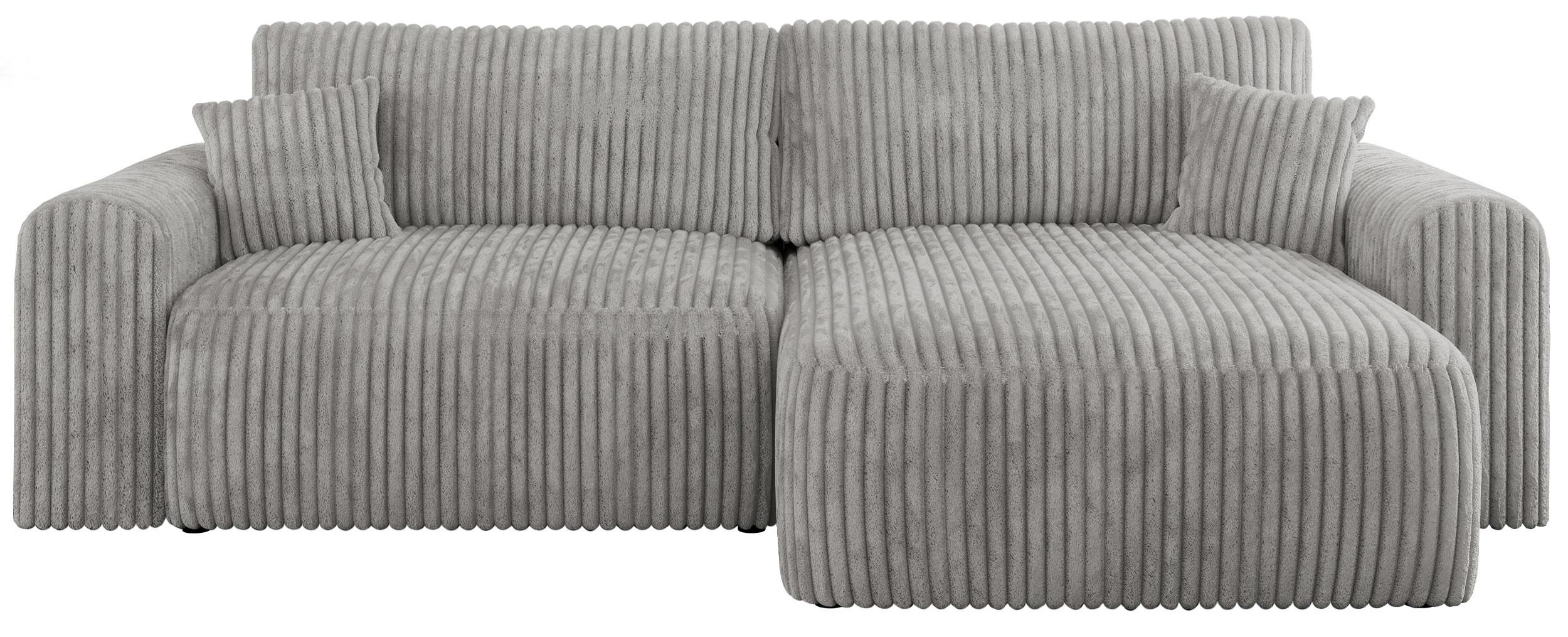 ECKSOFA NELSON Hellgrau Cord - Hellgrau/Schwarz, Kunststoff/Textil (274/152cm) - MKS