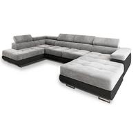 WOHNLANDSCHAFT CASONE L-S Hellgrau Velours-Stoff mit Schlaffunktion - Silberfarben/Hellgrau, Holz/Textil (345/90/202cm) - MASSENO
