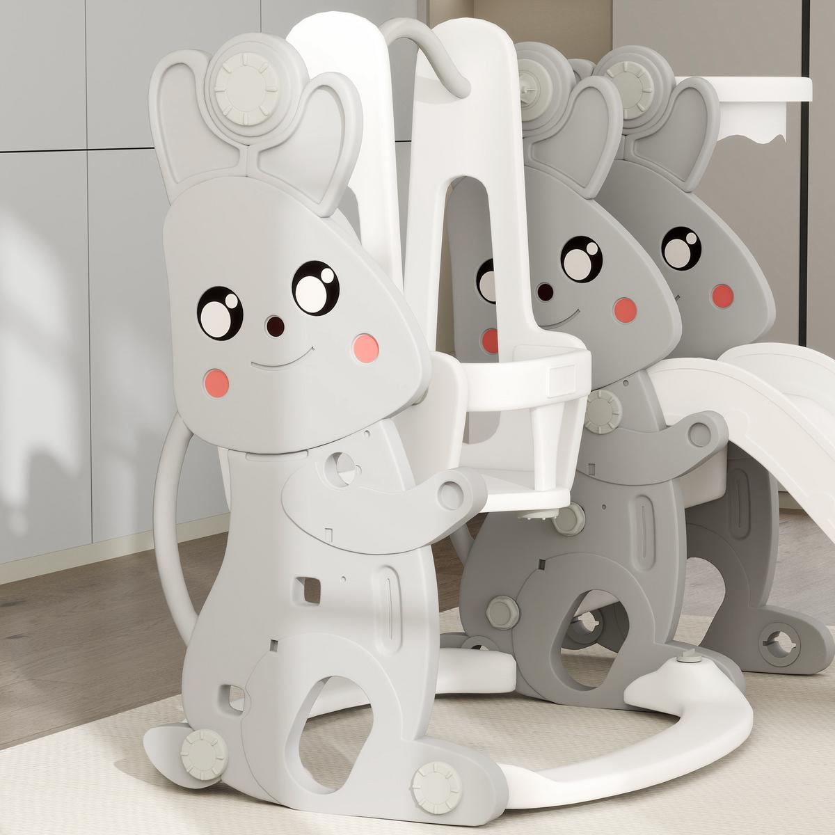 KINDERSCHAUKEL MIT RUTSCHE, Grau, Kunststoff - Grau, Kunststoff (147.5/107/160cm) - AIYAPLAY