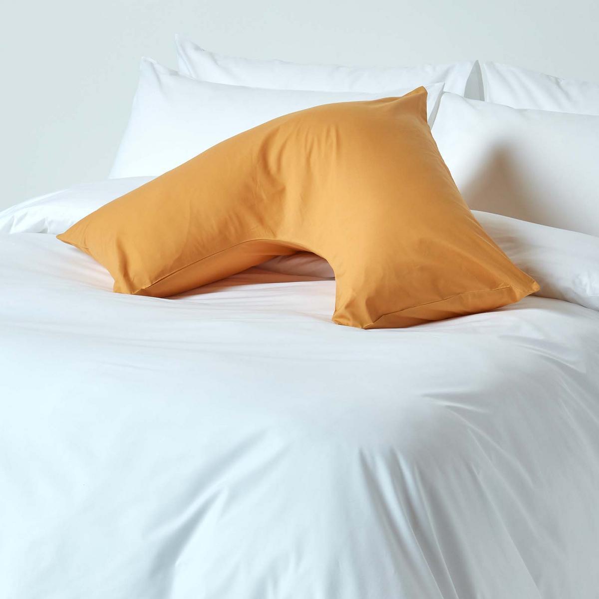 KISSENBEZUG für V-Form-Kissen, Perkal, Fadendichte 200 - Gelb, Textil (38/76cm) - Homescapes