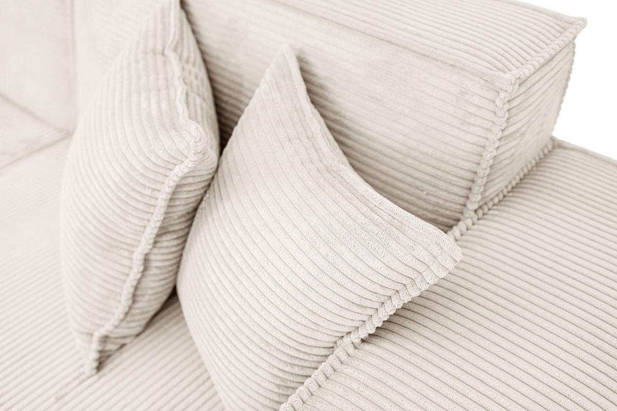 ECKSOFA Hana Loft 3-Sitzer Ecke Rechts, Cordstoff Chenille, Creme 241/80/168 cm - Creme/Schwarz, Textil/Metall (241/168cm) - WFL GROUP