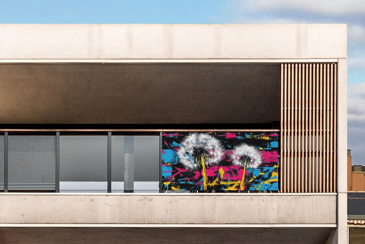 BALKON-SICHTSCHUTZ Straßenkunst - Bunt - Wand Balkon Deko 300x130 cm - Schwarz, Kunststoff (300/130cm) - MuchoWow