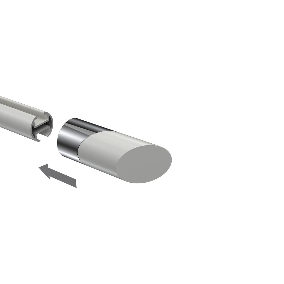 ENDSTÜCKE FÜR GARDINENSTANGEN 20 mm Ø, Verano Chrom/Weiß, Packung 2 Stück - Chromfarben/Weiß, Metall (6.1/2.5/2.5cm) - INTERDECO