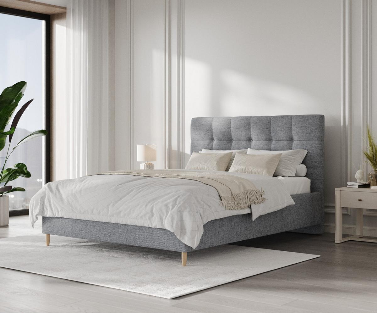 POLSTERBETT Cora 160/200 cm Grau im Neve Stoff - Naturfarben/Grau, Holz/Holzwerkstoff (160/200cm) - AltaBeds