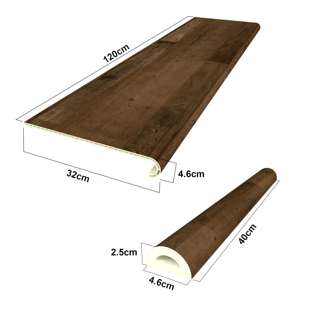 TREPPENVERKLEIDUNG-SET 2 TLG. Bunschoten - Dunkelbraun, Kunststoff (120/32cm) - NEU.HOLZ