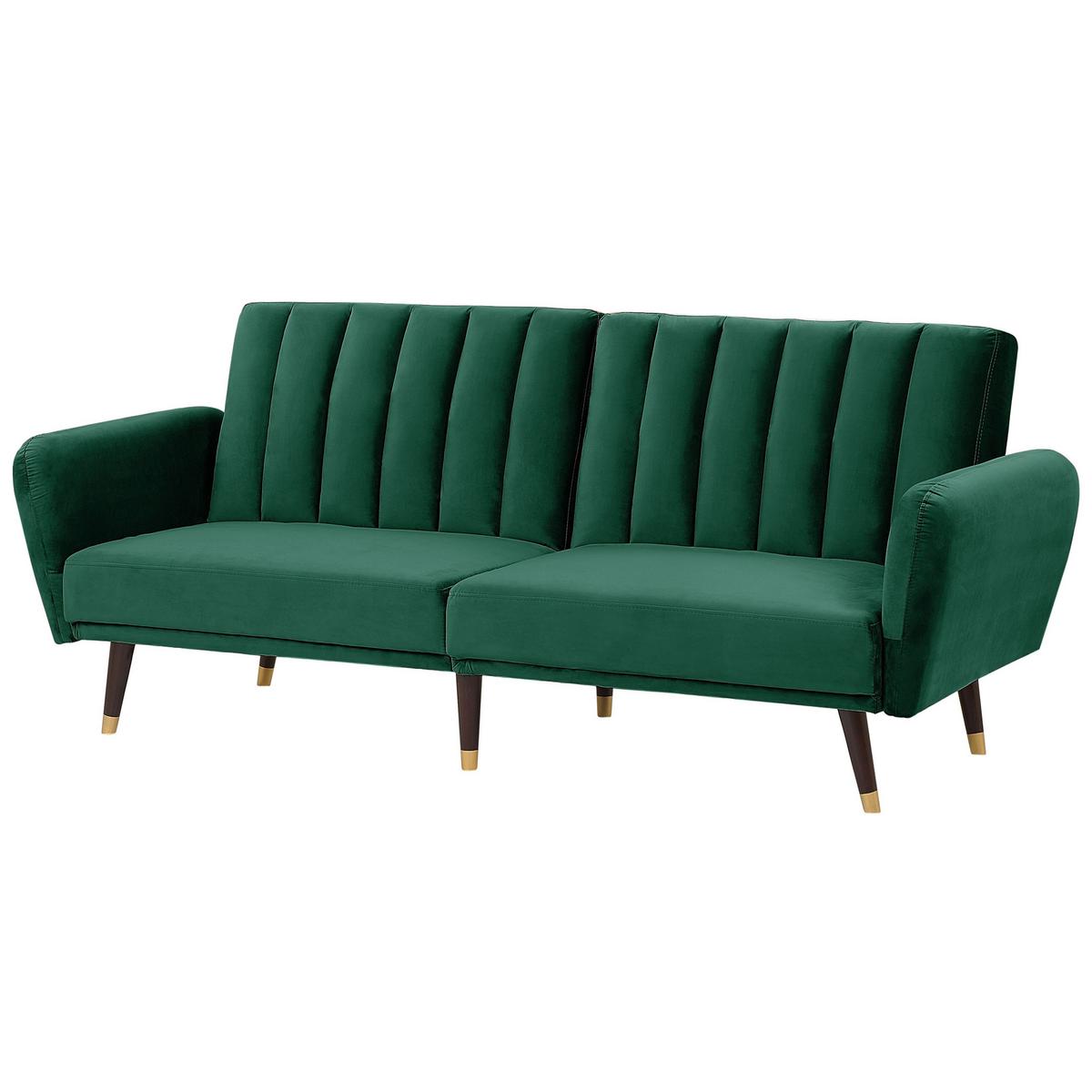 3-SITZER-SCHLAFSOFA Samtstoff Smaragdgrün Vimmerby - Smaragdgrün, Textil (212/90/80cm) - Beliani