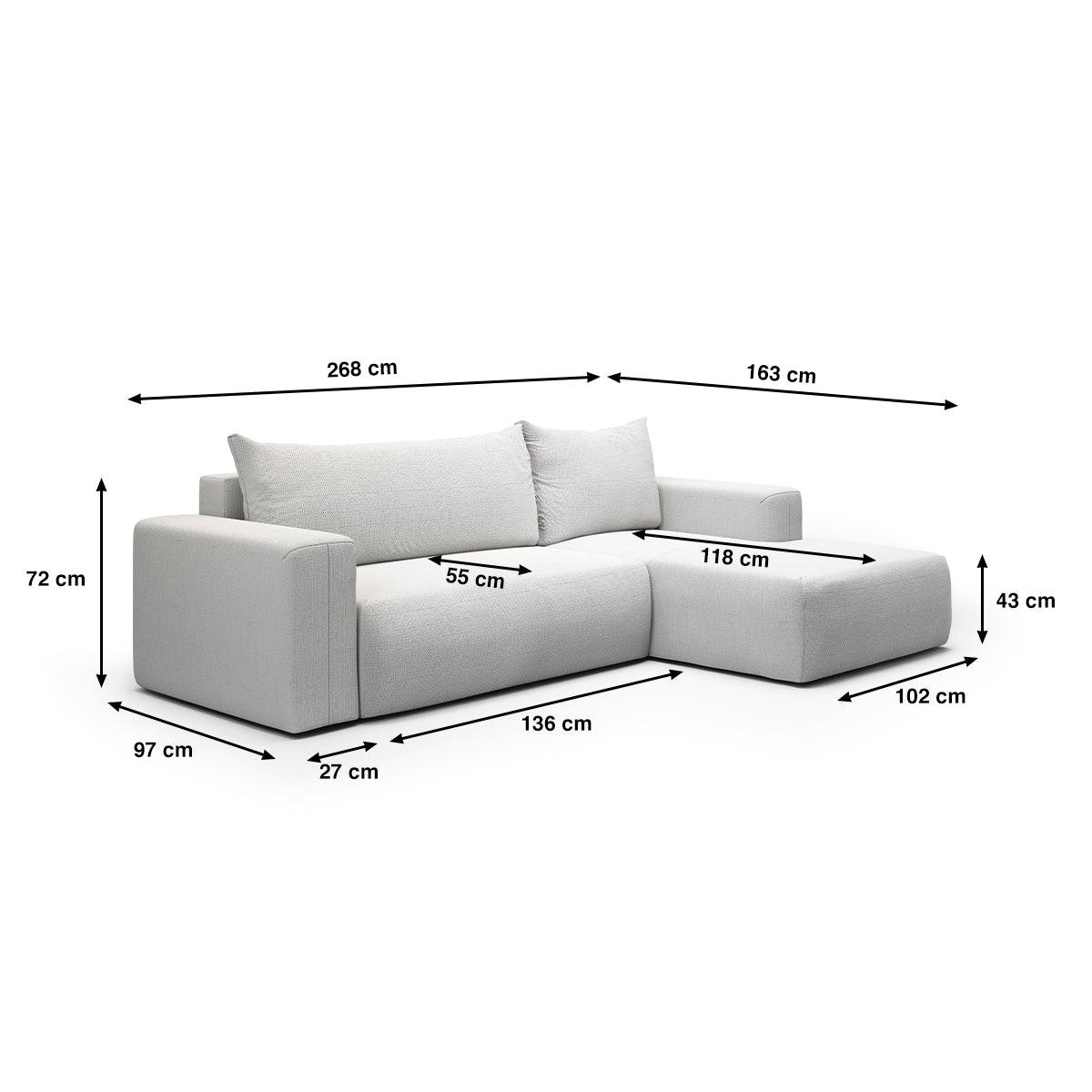 ECKSOFA Bliss 3 Sitzplätze Hellgrau - Grau, Holz (268/163cm) - Petits-meubles