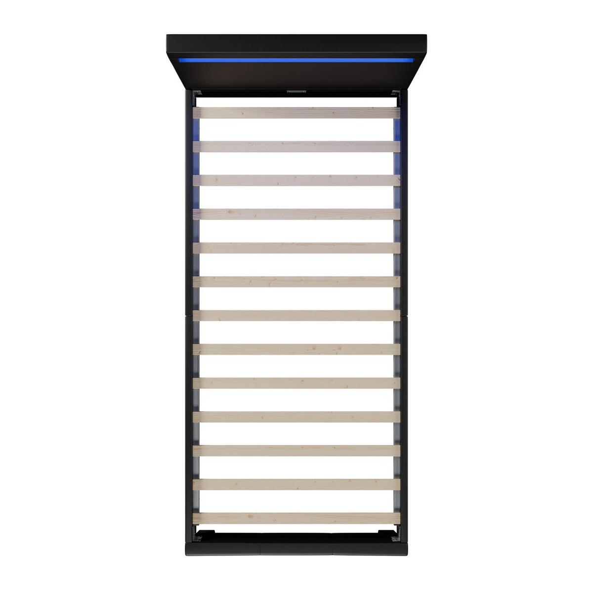 POLSTERBETT Paris mit LED schwarz 90x200cm - Schwarz, Holz (90/200cm) - Juskys