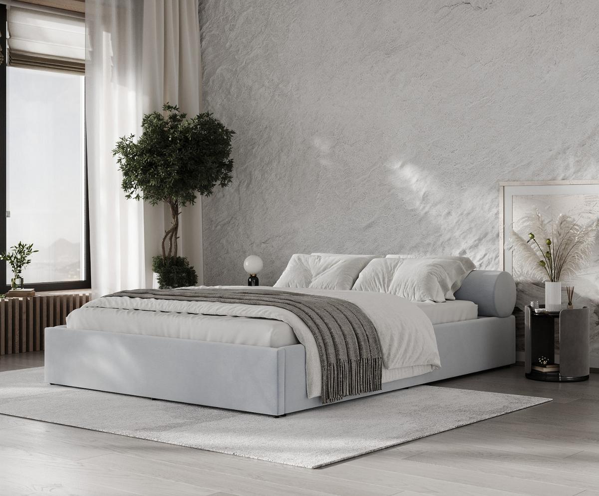 POLSTERBETT Solvo mit Stauraum 200/200 cm Hellgrau im Paros Stoff - Hellgrau/Schwarz, Holz/Holzwerkstoff (200/200cm) - AltaBeds