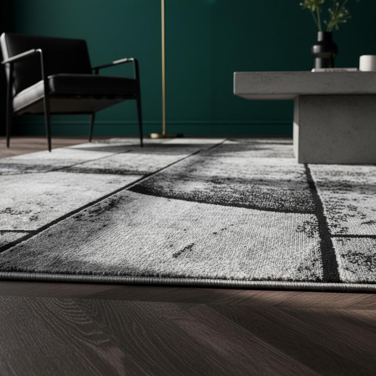 TEPPICH Kurzflor DRAU in Schwarz, in Steinoptik, 80 x 150 cm - Schwarz, Textil (150/80cm) - KADIMA DESIGN