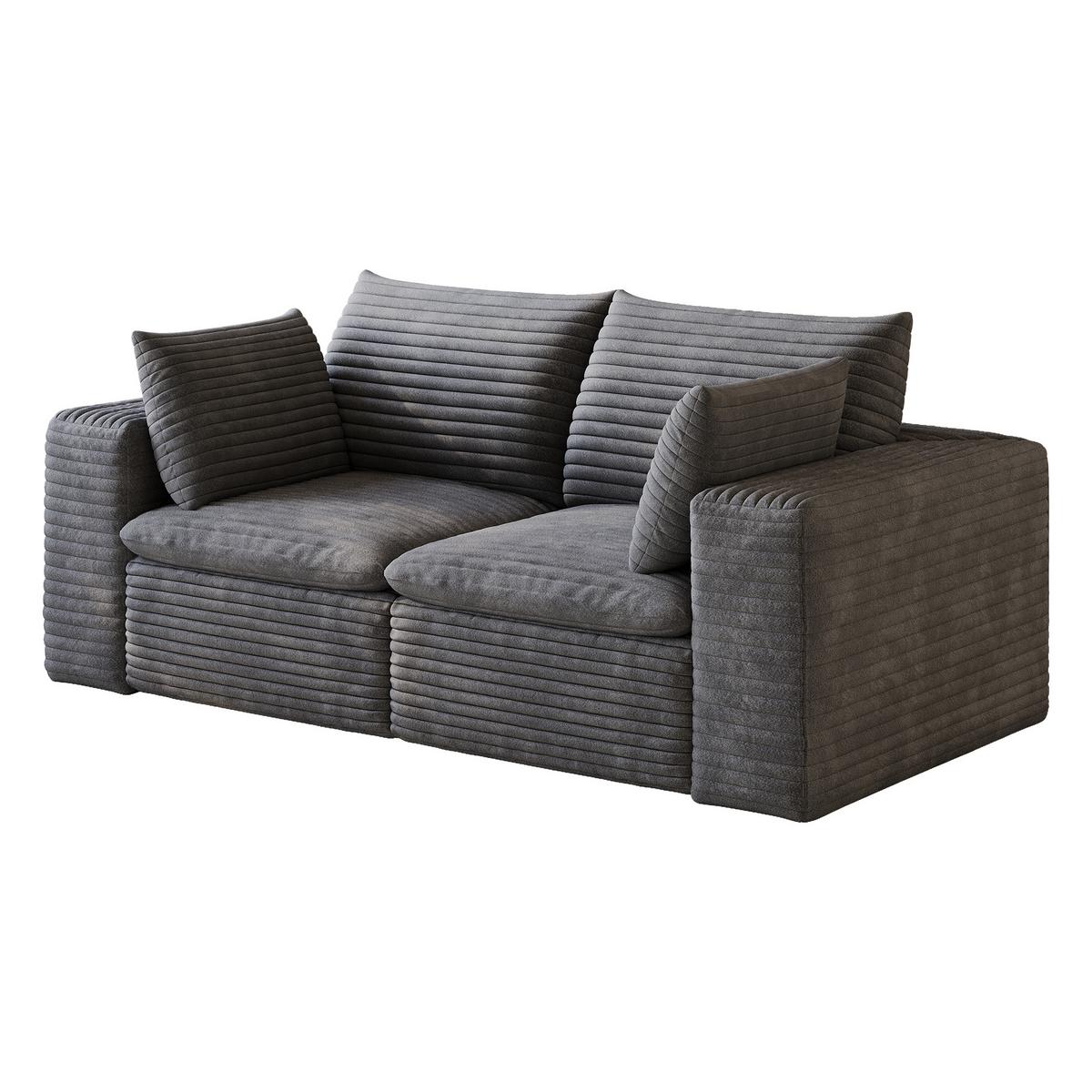 2-SITZER SOFA 180cm Cord-Sofa ohne Montage - Dunkelgrau, Textil (180/60/90cm) - Urban Meuble