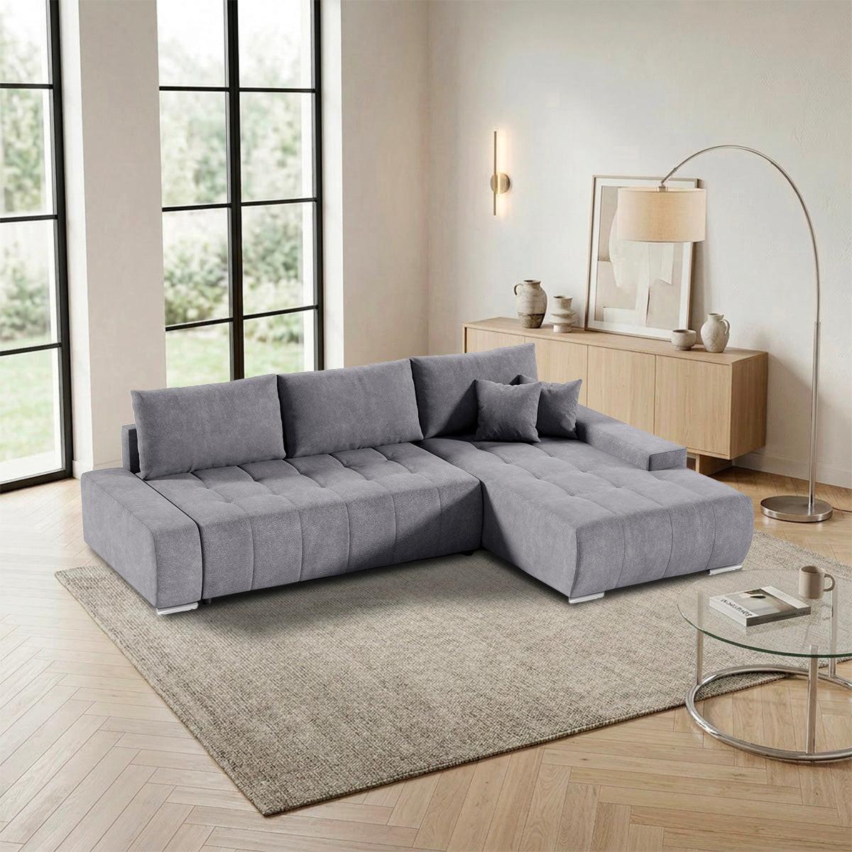 ECKSOFA Jonas 4 Sitzplätze Grau - Grau, Holzwerkstoff (265/185cm) - Petits-meubles