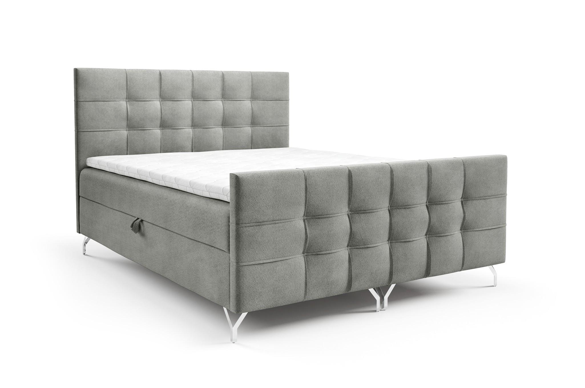 BOXBETT Perla In überlänge - Grau, Holzwerkstoff/Textil (160/220cm) - Fun Möbel