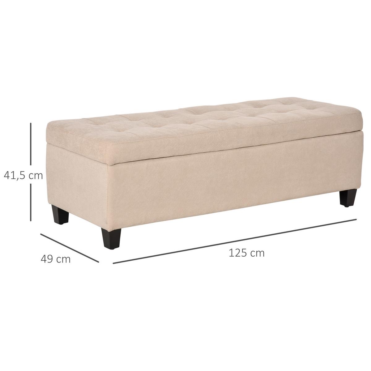 TRUHENBANK mit Stauraum Leinenoptik, Beige - Beige, Kunststoff (49/41.5/125cm) - HOMCOM