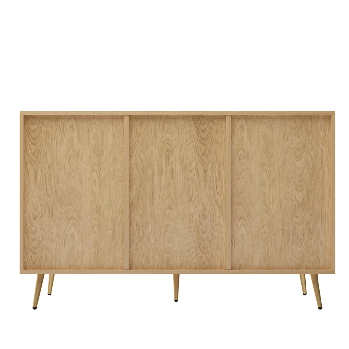 SIDEBOARD mit 9 Schubladen, Eisenbeinen & geometrischem Muster - Sonoma Eiche, Holzwerkstoff/Metall (120/80/39cm) - Urban Meuble