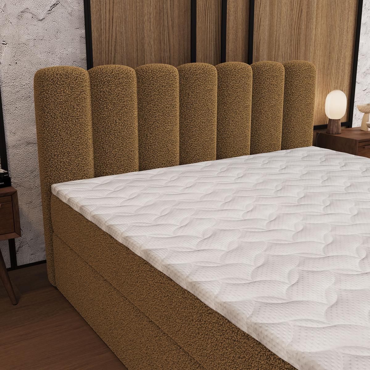 BOXBETT CELLA 140x200 cm mit Matratze und Topper - Orange - Orange, Holz (140/200cm) - MASSENO