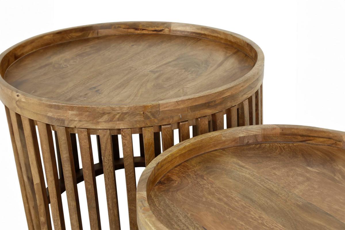 COUCHTISCH LANI 2ER SET Braun Mango - Braun, Mangoholz/Holz (65/65/40cm) - KAWOLA