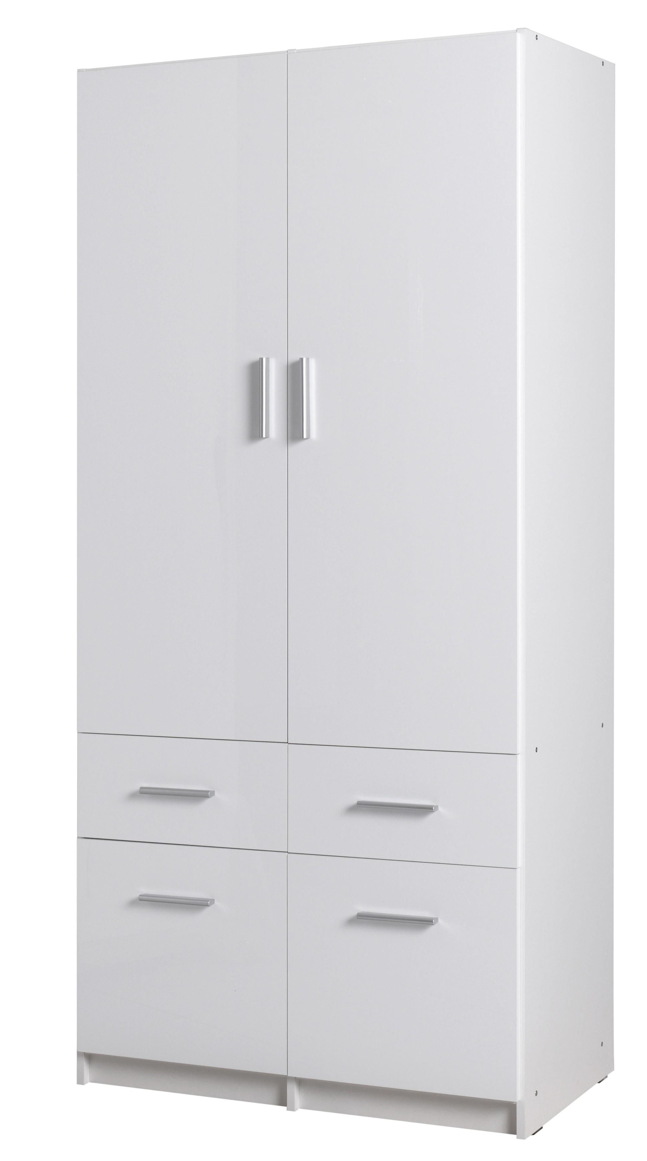DREHTÜRENSCHRANK LUGERN 91,2/197,6/53,6cm 2-türig Weiß - Weiß, Holzwerkstoff (91.2/197.6/53.6cm) - MASSENO