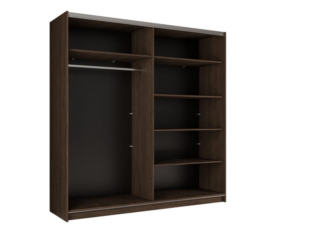 SCHWEBETÜRENSCHRANK BELDEN 150,6/207/55,3cm 2-türig mit Spiegel Nussbaumfarben - Nussbaumfarben, Holzwerkstoff (150.6/207/55.3cm) - MASSENO