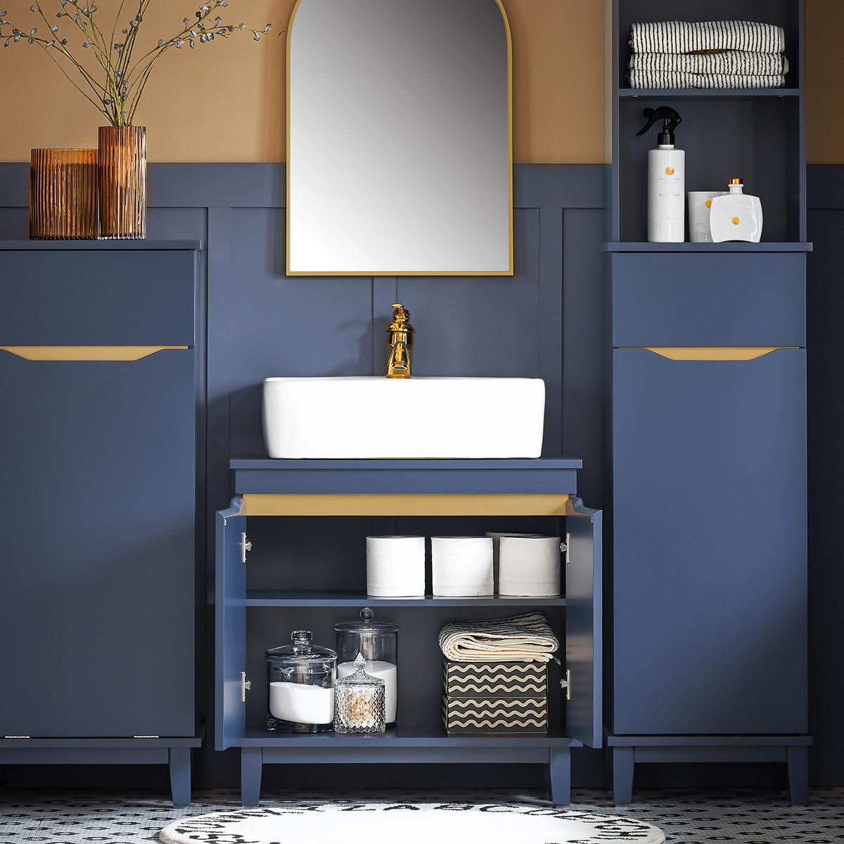 WASCHBECKENUNTERSCHRANK Blau - Blau, Holz/Holzwerkstoff (60/59/30cm) - SoBuy