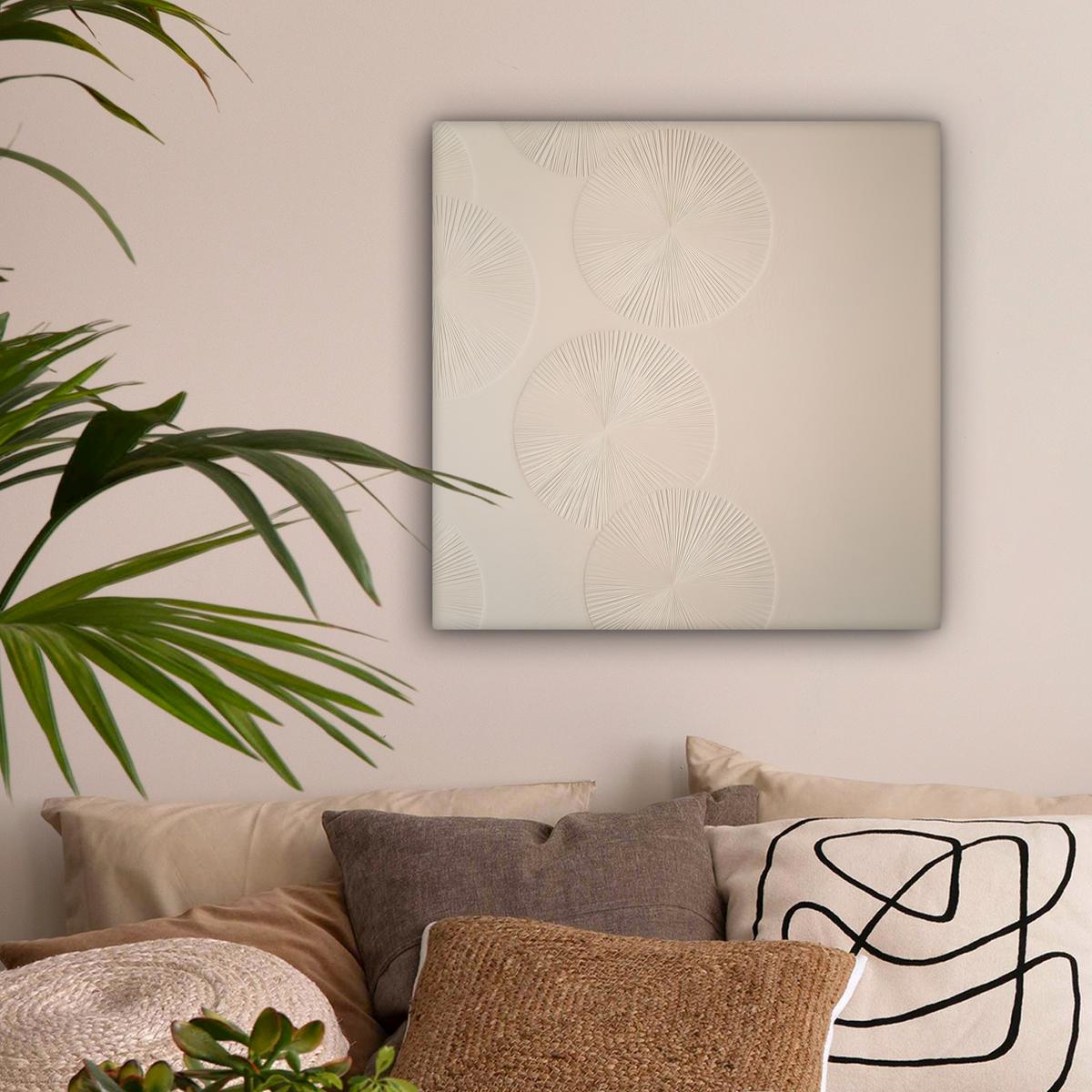 LEINWANDBILD Japandi - Beige - Modern Wandbild Wohnzimmer 50x50 cm - Ecru, Textil (50/50cm) - MuchoWow