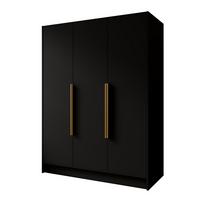 DREHTÜRENSCHRANK BERON 150/200/51 cm Modern Kleiderschrank 3-türig Schwarz - Schwarz, Holzwerkstoff (150/200/51cm) - MASSENO
