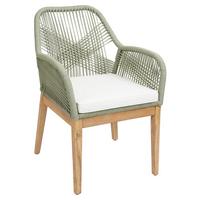 GARTENSTUHL H56B Grün, Cremeweiß - Weiß/Grün, Holz (58/85/59cm) - MCW