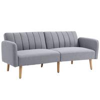 SCHLAFSOFA, 2-Sitzer Stoffsofa mit Schlaffunktion, 173 x 75 x 73 cm, Grau - Hellgrau/Naturfarben, Holz/Textil (75/73/173cm) - HOMCOM