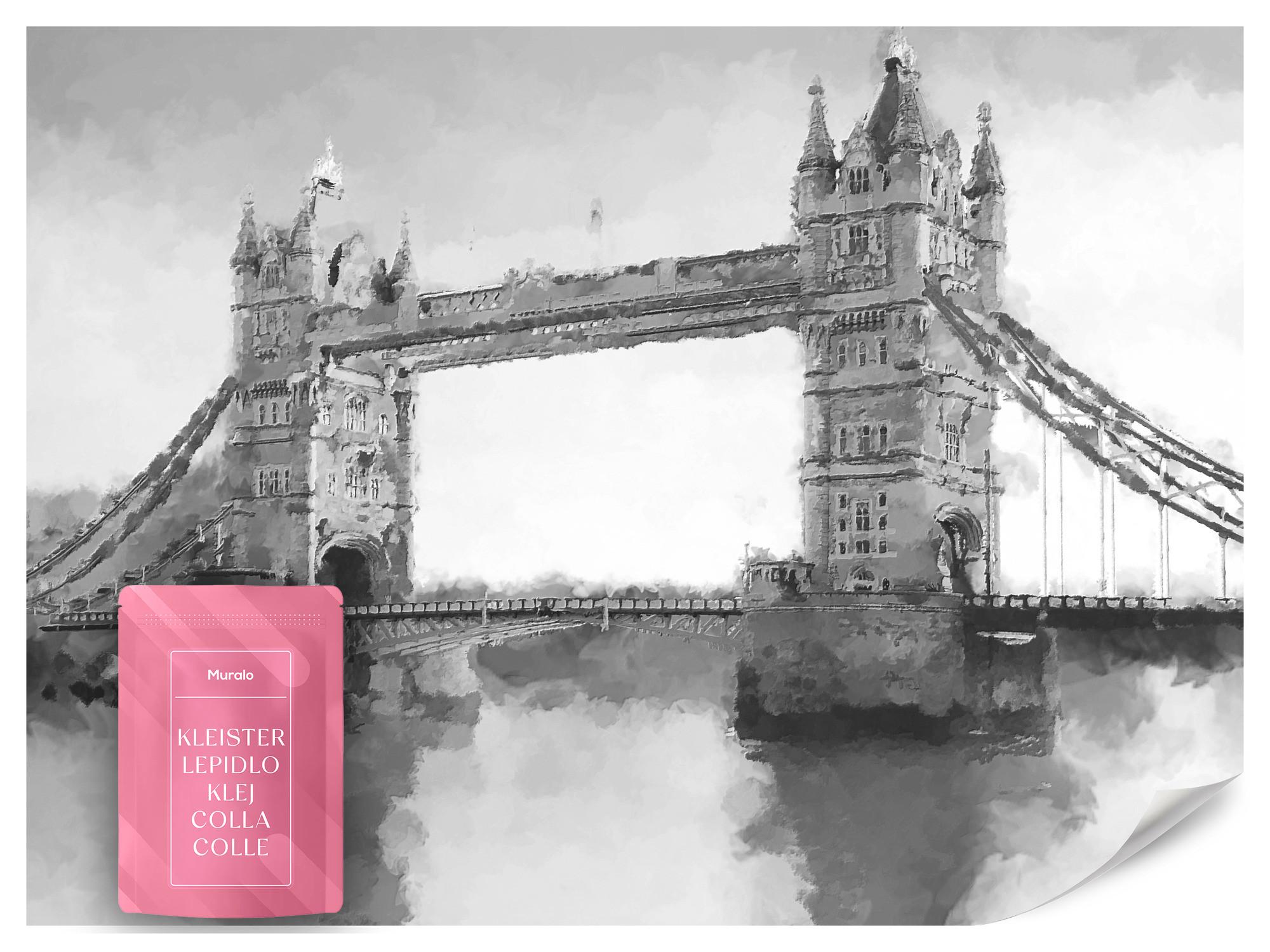 FOTOTAPETE für Wohnzimmer Tower Bridge Vintage Stil 500x350 - Schwarz/Grau, Papier (500/350cm) - Muralo
