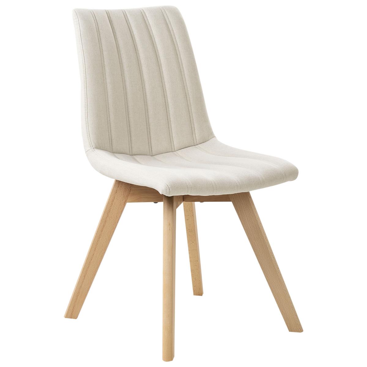ESSZIMMERSTUHL 2er-Set Stoff Cremeweiß Calgary - Weiß, Textil (48/86/56cm) - Beliani