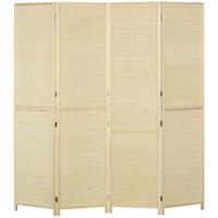 PARAVENT 4 TLG. 180 x 180 cm Faltbar aus Bambus Natur - Naturfarben, Naturmaterialien (1.6/180/180cm) - HOMCOM