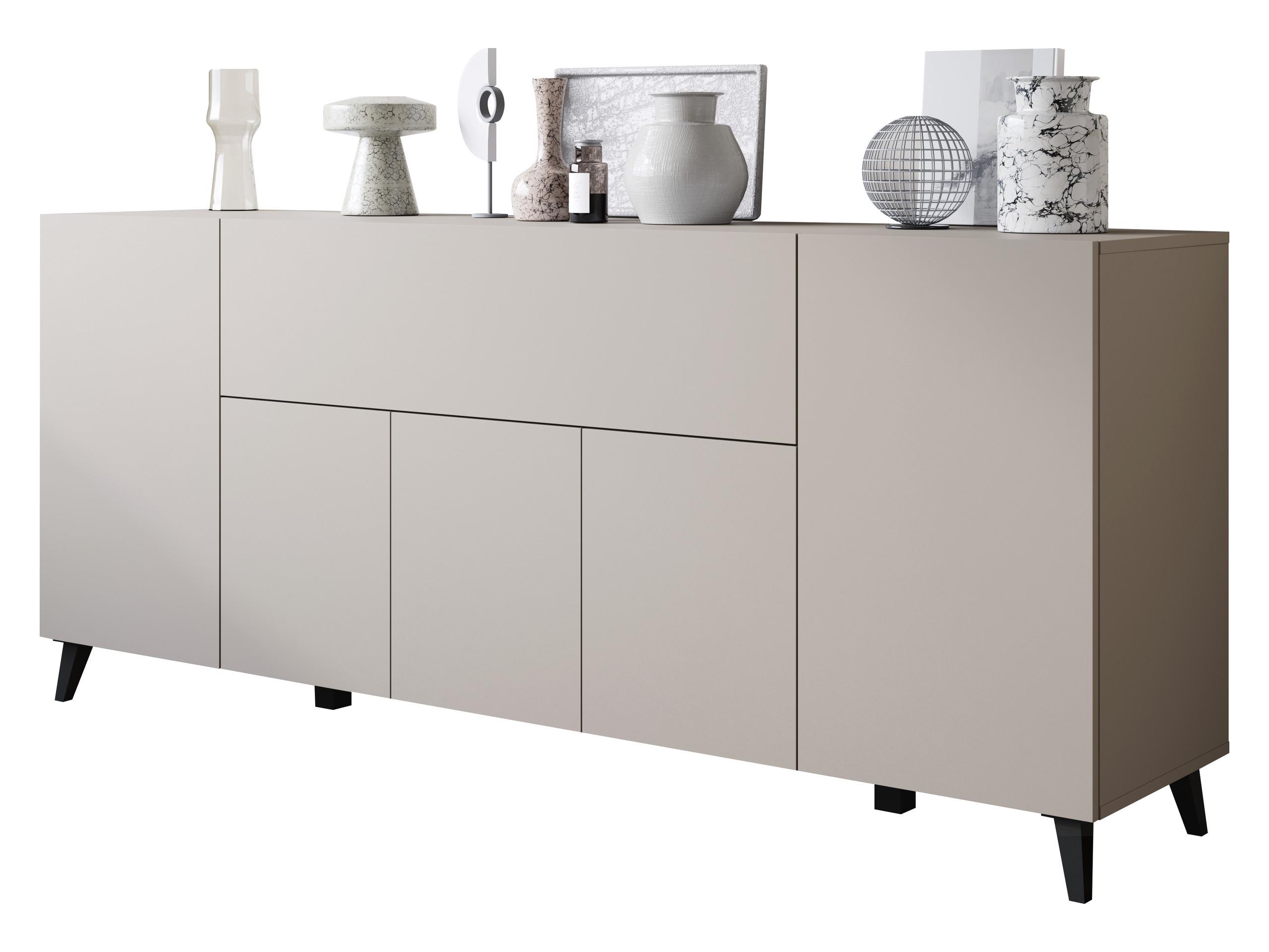 SIDEBOARD Phuket 180 - Kaschmir/Schwarz, Holzwerkstoff/Kunststoff (180/76/38cm) - MIRJAN24
