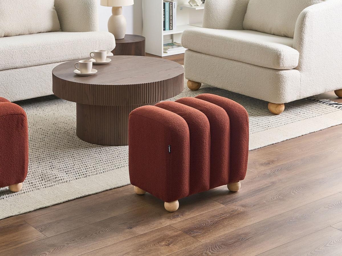 POUF Bouclé Goldbraun Idyllwild - Goldfarben, Textil (49/45/39cm) - Beliani