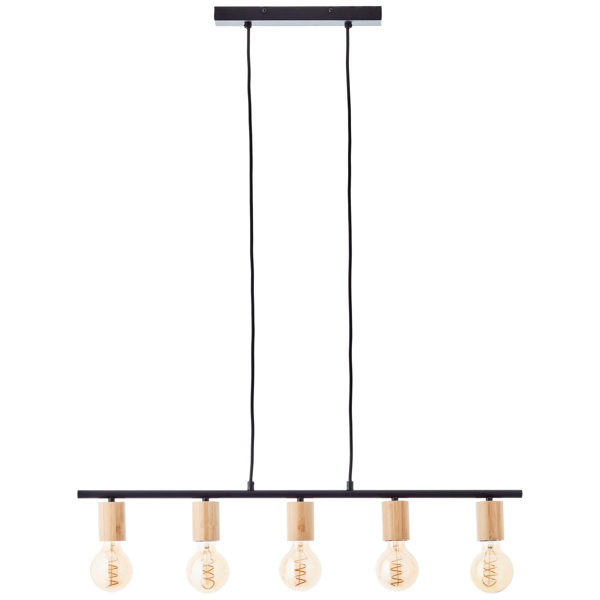 PENDELLEUCHTE Kerry 99713/76 - Schwarz, Holz (5/80/113cm) - Brilliant