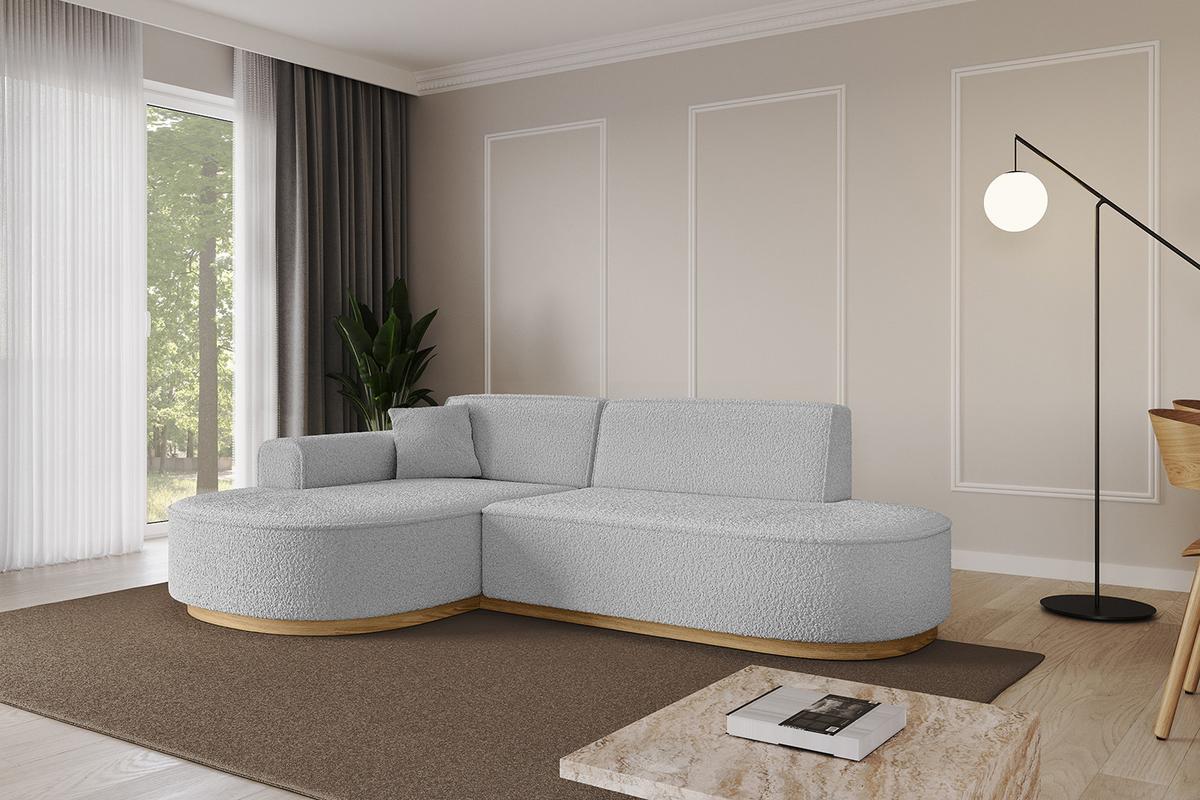 ECKSOFA Ottomane Links MARI-L1-v2 - 243x171x83 cm Hellgrau Bouclé - Hellgrau, Holzwerkstoff/Textil (243/171cm) - ALTDECOR