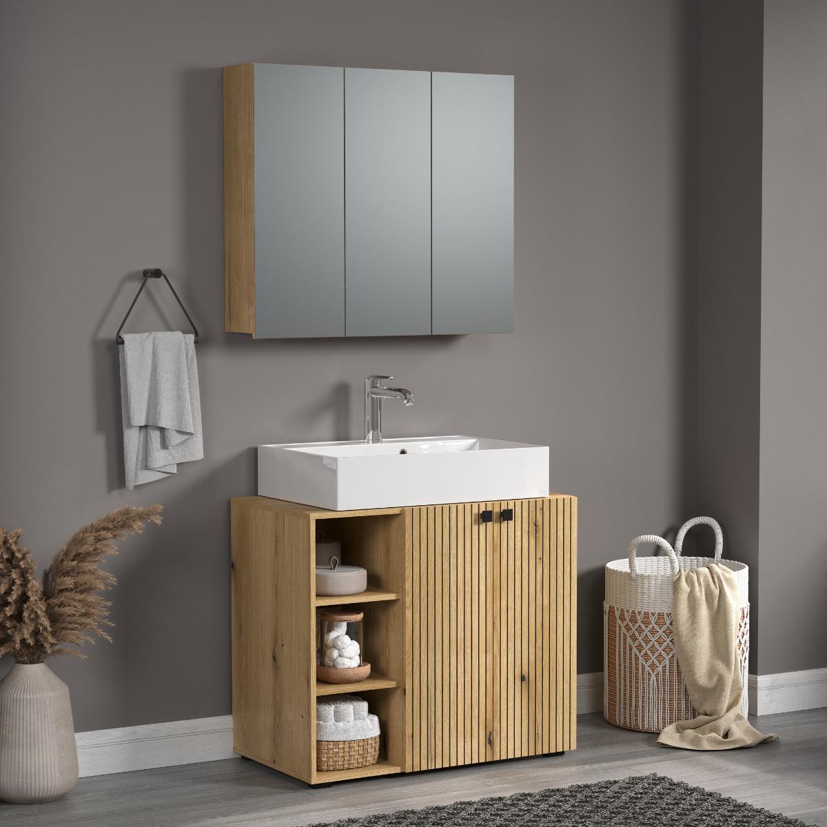 SPIEGELSCHRANK PureBliss Eiche Dekor - Eichefarben, Holzwerkstoff (90/80/20cm) - Trendteam