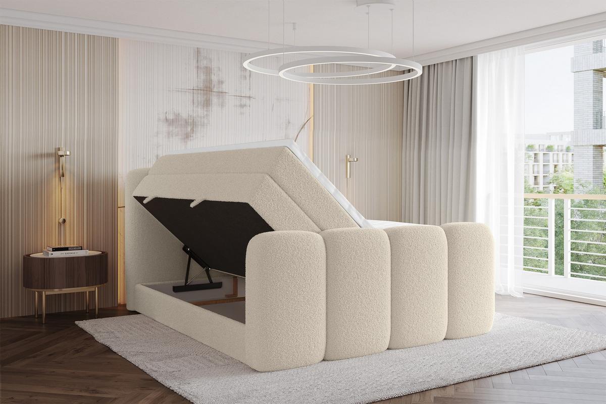 BOXSPRINGBETT mit Matratze H3/H4 - NINA-Z KING - 200x200 cm Dunkelbeige - Baltimorefarben, Holzwerkstoff (200/200cm) - ALTDECOR